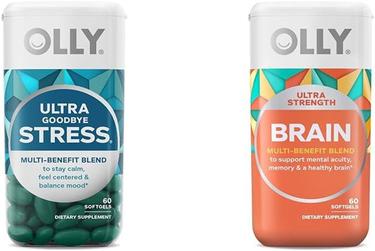 Ultra Strength Softgels para Reduzir o Estresse – GABA, Ashwagandha, L-Theanine e Melissa - OLLY