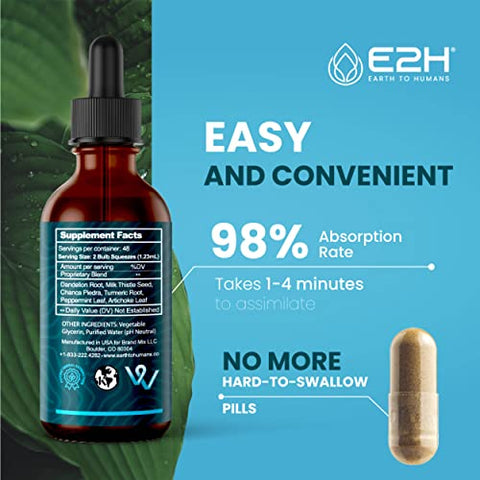 E2H EARTH TO HUMANS - Extrato de Cardo Mariano para Limpeza e Desintoxicação do Fígado