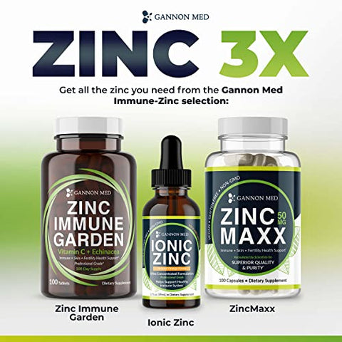 GANNON MED - Zinc Maxx – 100 Cápsulas, Reforço Imunológico de Gluconato de Zinco para Saúde Reprodutiva e Cuidados com a Pele – Suprimento de 3 Meses