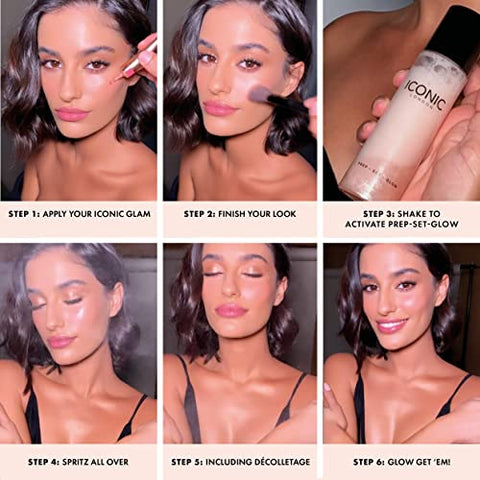 ICONIC LONDON Prep-Set-Glow | Spray Hidratante Fixador Iluminador, Fórmula 3 em 1 para um Acabamento Radiante e Orvalhado  ICONIC LONDON