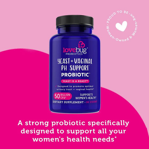 lovebug PROBIOTICS - Lovebug Yeast Vaginal pH Support | Ingredientes Clinicamente Estudados para Candidíase | Suporte ao pH Vaginal  Lovebug