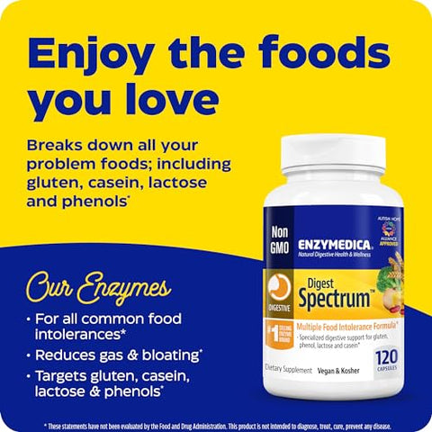 Digest Spectrum: Enzimas Digestivas para Múltiplas Intolerâncias Alimentares, Oferece Alívio Rápido de Gases - Enzymedica