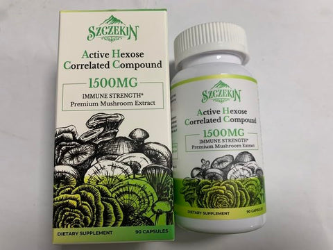 SZCZEKIN - Active Hexose Correlated Compound 1500 mg – Suplemento de Extrato Natural de 8 Cogumelos, Sistema Imunológico, Função Hepática, Atividade de Células Natural Killer e T, 360 Cápsulas Vegetais