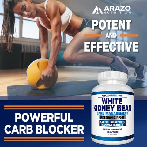 Extrato de Feijão Branco – Bloqueador de Carboidratos e Absorvedor de Gordura 100% Puro para Suporte de Peso – Intercepte Carboidratos - Arazo Nutrition