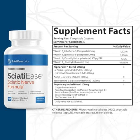 Generic - Suplemento de Suporte para o Nervo Ciático 120 Cápsulas – Fórmula Avançada para a Saúde Nervosa com AlphaPalm, Pea, Complexo de Vitamina B