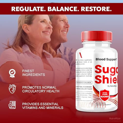 NutraRize - Sugar Shield: Fórmula Máxima de Suporte Sanguíneo em Cápsulas – Complexo Natural de Proteção contra Açúcar – Análises SugarShield (180…)