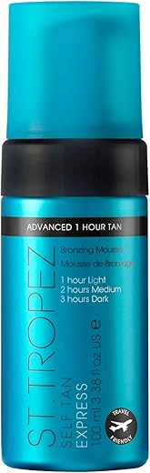 St.Tropez Mousse Autobronzeador Expresso, Bronzeado Falso de Ação Rápida, Desenvolve em 1-3 Horas, Acabamento Sem Listras, Vegano, Natural – St.Tropez