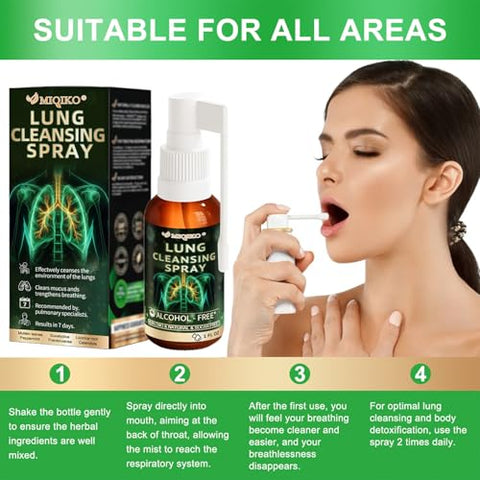 PIGUIAY - MIQIKO Spray Avançado de Limpeza Pulmonar, MIOIKO Spray de Limpeza Pulmonar, Spray de Limpeza Pulmonar Herbal, Suplemento Natural de Suporte Pulmonar, Spray de Limpeza Pulmonar para Limpeza dos Pulmões (Preto, 2PCS)