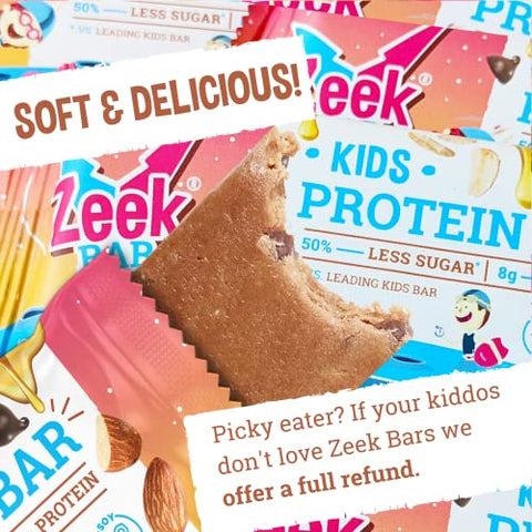 Zeek - ZEEK BAR – Barras de Proteína Infantil – 50% Menos Açúcar, 8g Proteína – Natural, Não-OGM, Sem Glúten – Cosmic Cookie Dough, 12 Unidades