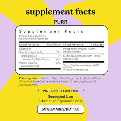 Purr Gomas Probióticas Vaginais para Mulheres – pH Equilibrado, Odor Saudável, Equilíbrio de Candida - Lemme