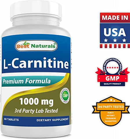 Best Naturals - Melhor Naturals L-Carnitina 1000mg 60 Comprimidos (Pacote com 2) – Marca de Produto