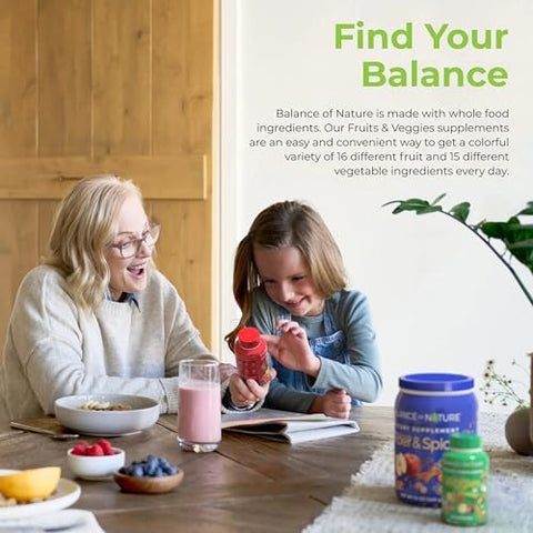 Fruits and Veggies – Suplemento Alimentar com Frutas e Vegetais Superfoods para Mulheres, Homens e Crianças – 90 Cápsulas de Frutas, 90 Cápsulas de Vegetais – 1 Conjunto - Balance of Nature