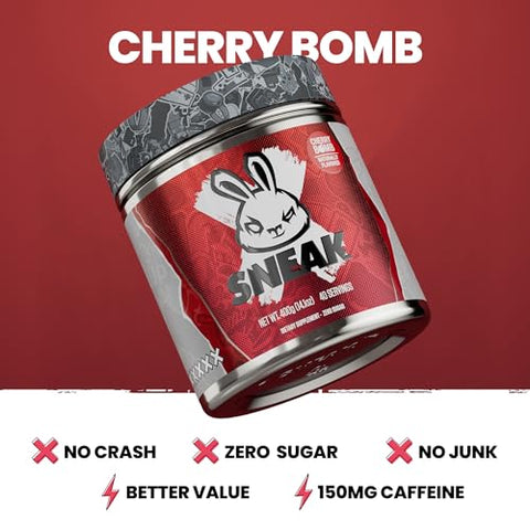 Energy Drink em Pó | Sabor Cereja Explosiva | Sem Açúcar. Sem Ingredientes Nocivos. Apenas Cafeína Natural, Nootrópicos para Foco | 40 Porções - SNEAK
