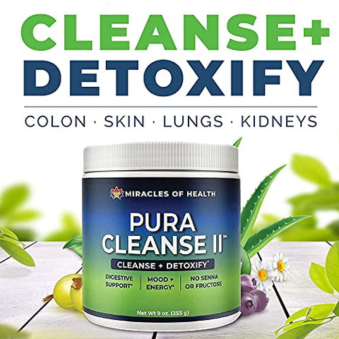 Miracles of Health - Pura Cleanse II Super Herb – Limpeza Poderosa para o Corpo | 100% Natural | 60 cápsulas | Detox Corporal | 500g