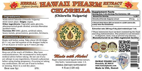 Hawaii Pharm - Chlorella Líquida Extrato, Tintura de Chlorella (Chlorella vulgaris) 2×2 oz. Suplemento em ml ou g