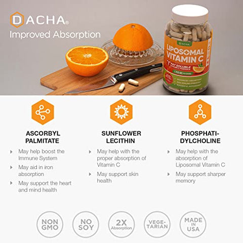 Vitamina C Lipossomal Natural – 1700mg, 200 Cápsulas, Sistema Imunológico - DACHA