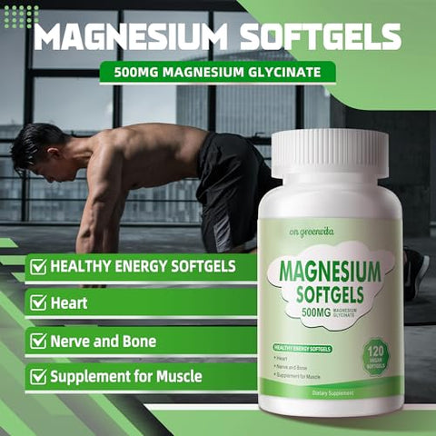 on greenvita - Magnésio Glycinate 500mg – Cápsulas Softgels de Fácil Absorção para um Sono Reparador – Alta Bioacessibilidade