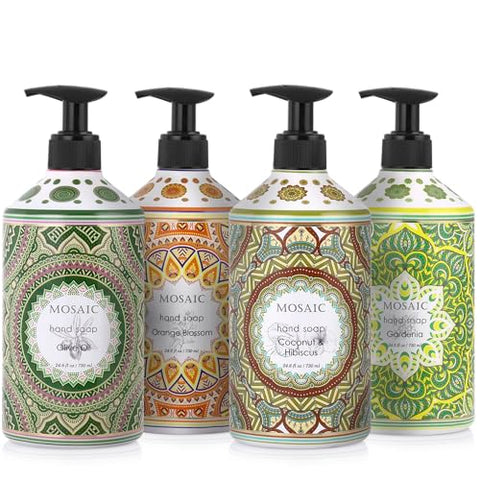 AnatoliaDaphne - Conjunto Presente Sabonete Líquido Mosaico, Ideal para Banheiro e Cozinha, Óleo de Oliva e Coco
