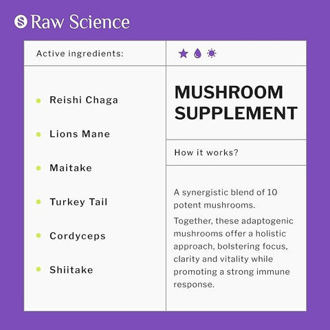 S RAW SCIENCE - Suplemento de Cogumelo – Shiitake | Potencialize sua saúde com cogumelos Shiitake | 100g