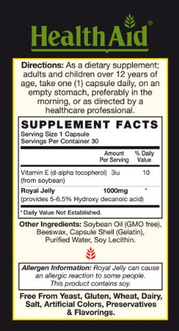 HealthAid - Health Aid Tang Geléia Real 1000mg, 30 Cápsulas Softgel – Royal Jelly, Saúde e Bem-Estar