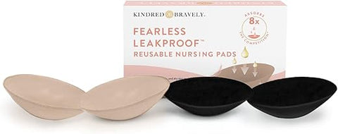 Absorventes de Amamentação Reutilizáveis à Prova de Vazamentos | Ultra Absorventes Laváveis (4 Unidades, Bege/Preto) - Kindred Bravely