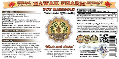 Extrato Líquido de Calêndula Orgânica, Tintura de Calêndula (Calendula Officinalis), Hawaii Pharm, 118 ml, Produto Natural