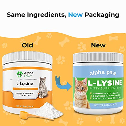 Suplemento de Lisina para Gatos – 5-10 Meses de Fornecimento Extra – Lisina Natural (227g) - Alpha Paw