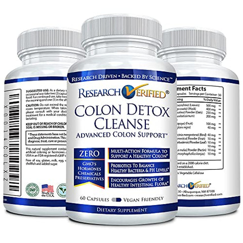 Research Verified - Pesquisa Verificada Limpeza do Cólon Detox – #1 Limpeza do Cólon – 100% Natural – 60 Cápsulas – Marca