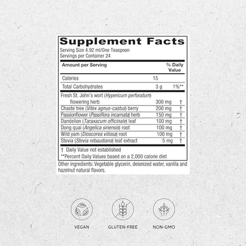 PMS Tonic: Suporte e Alívio Pré-Menstrual, Erva de São João, Dong Quai, Fruto do Casto, Yam Selvagem e Mais, Vegano, 120 ml - Vitanica