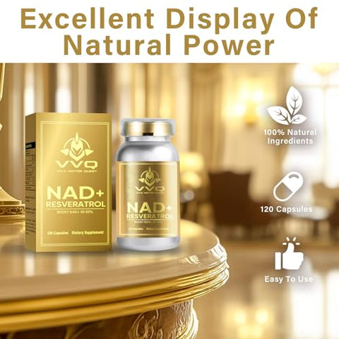 VVQ - NAD 1000 mg | Pontecy NAD Mais Alto | Absorção Máxima | Suplemento Puro de NAD | Energia e Reparo de DNA, Defesa contra o Envelhecimento, Função Cerebral | 120 Cápsulas