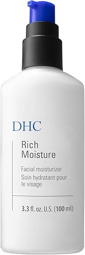 Rich Moisture: Hidratante Facial Leve para Pele Seca, Hidratação Profunda, Livre de Fragrâncias e Corantes, Ideal para peles secas, desidratadas e sensíveis, 100ml - DHC