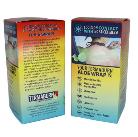 TermaBurn - Aloe Wrap para Alívio de Queimaduras Solares – Novo Tratamento Orgânico de Pele com Aloe em Gel Hidratante para Alívio Duradouro de Dor, Coceira e Descamação. Fabricado nos EUA com 100% de certificação