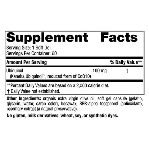 CoQ10 Ubiquinol – 60 Mini Soft Gels – 100 mg Coenzima Q10 (CoQ10) Ubiquinol – Saúde Cardíaca - Nordic Naturals