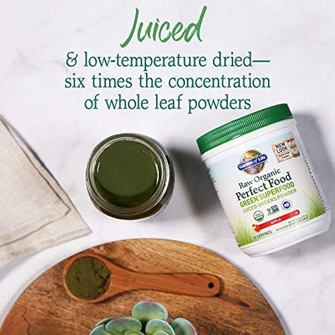 Raw Organic Perfect Food – Pó de Verdes Superfood Juiced – Sabor Maçã – 100g - Garden of Life