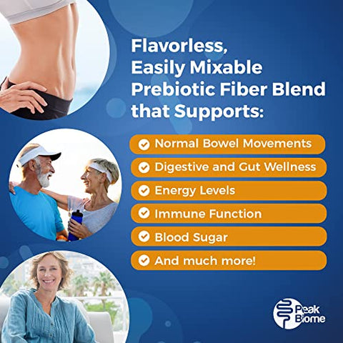 Peak Biome - Peak BioBoost – Suplemento de Fibra Prebiótica – Suplemento Nutricional Digestivo Sem Sabor – Pó Prebiótico de Fácil Dissolução – Sem Glúten, Soja ou Laticínios – Fornecimento de 1 Mês – 30g