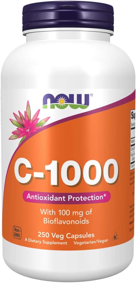 NOW Foods - Now Supplements, Vitamina C-1,000 com 100 mg de Bioflavonoides, Proteção Antioxidante, 250 Cápsulas Vegetais (Pacote com 2)