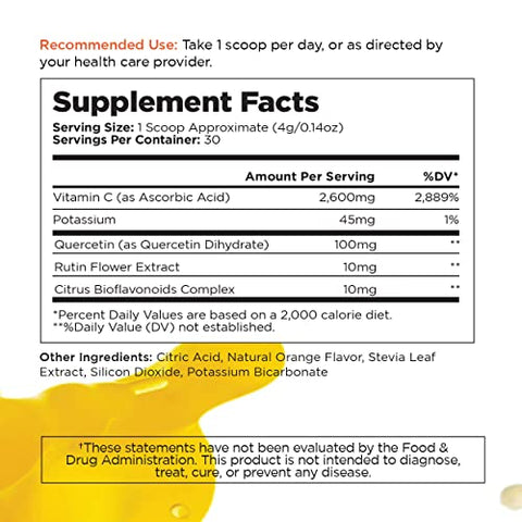 Livingood Daily - Livingood Pó de Vitamina C em Alta Dose – 2.600mg de Ácido Ascórbico em Pó para Fortalecer a Imunidade – Marca Livingood