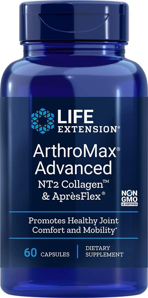 ArthroMax Advanced com Colágeno NT2 e ApresFlex, 60 Cápsulas (Pacote com 2) – Melhor Marca para Suporte Articular - Life Extension