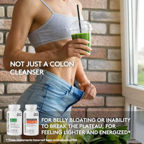Youth & Tonic - 3pk Detox Cleanse Kick Off – Gerenciamento de Peso | Pílulas de Limpeza do Cólon para Perda de Água com Dente-de-leão ACV – Detox Completo com Probióticos | Para Barriga Lisa, Cintura, Metabolismo | Marca em Destaque