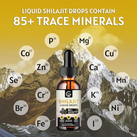 GORNVB - (2-Pack) Shilajit Puro do Himalaia Líquido Orgânico de Alta Potência, Gotas de Resina de Shilajit para Homens