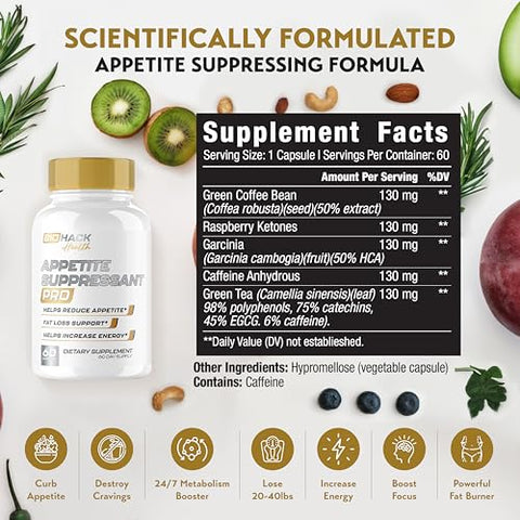 EPN Supplements - BioHack Health | Supressor de Apetite Eficaz #1 para Pílulas de Perda de Peso para Mulheres | 100% Natural e Seguro | Resultados Comprovados