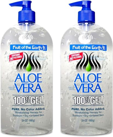 Fruit of the Earth - Gel de Aloe Vera 100% da Fruit Of The Earth com Tocopheryl Acetate, DMDM Hydantoin, Tetrasodium EDTA, Carbomer, Gel de Aloe Vera, Triethanolamine, Diazolidinyl Urea, 720 ml (2 unidades)