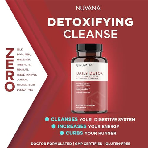 Advanced Detox Vinagre de Maçã – Orgânico com A Mãe – Peso Saudável, Digestão, Energia e Suporte Detox Natural – ACV By Nuvana – 90 Cápsulas