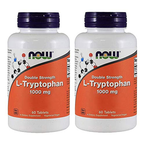 L-triptofano 1000mg, Comprimidos, 60 unidades [Saúde e Beleza] (Pacote com 2) - NOW Foods