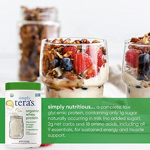 tera's - Tera’s Whey Proteína Orgânica de Soro de Leite, Grama-Fed, Natural, 12 Ounce (340g)