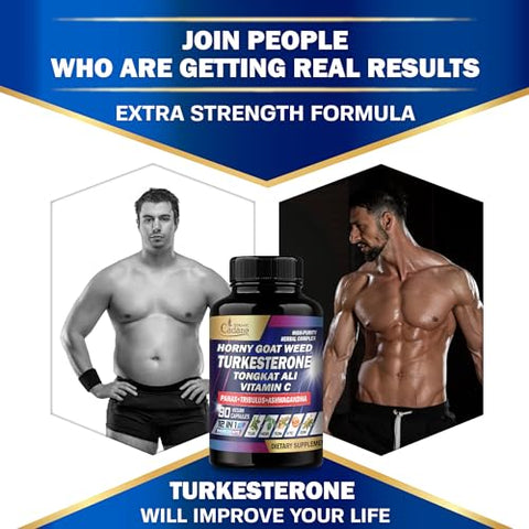 Organic Cadane - Orgânico Cadane Turkesterone 7500mg Vitamina C 30mg Horny Goat Weed 1500mg – Pré-Treino, Energia