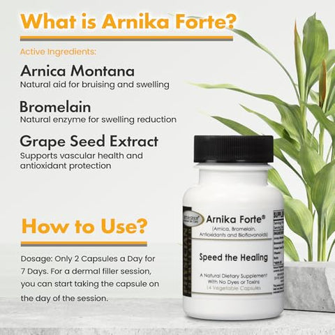 DermAvance - Arnika Forte – Cápsulas Vegetais 14un Redutor de Hematomas e Inchaço – Pós-Cirurgia com Arnica, Bromelina, Antioxidantes e Bioflavonoides