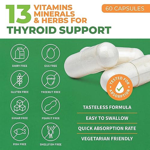 ForestLeaf - Thyroid Support para Mulheres e Homens com Iodo – Energia, Concentração