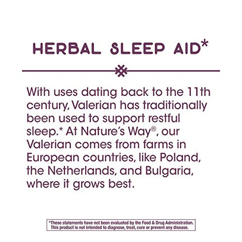 Nature's Way - Nature’s Way Valerian Nighttime – Auxílio Herbal para Dormir, 320 mg por Porção de Extrato de Valeriana, Sem Glúten, 100 Comprimidos