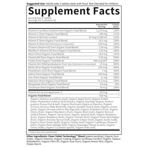 Organics Multivitamínico para Homens, 120 Comprimidos, Vitaminas e Minerais Veganos para a Saúde e Bem-Estar Masculino, Certificado Orgânico Multi Masculino Vegano - Garden of Life